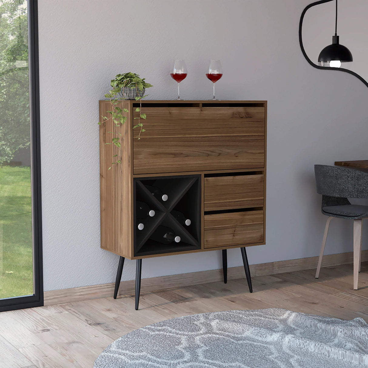 Modern Orchid Bar Storage Cabinet With Drawers - Omega Lifestyles