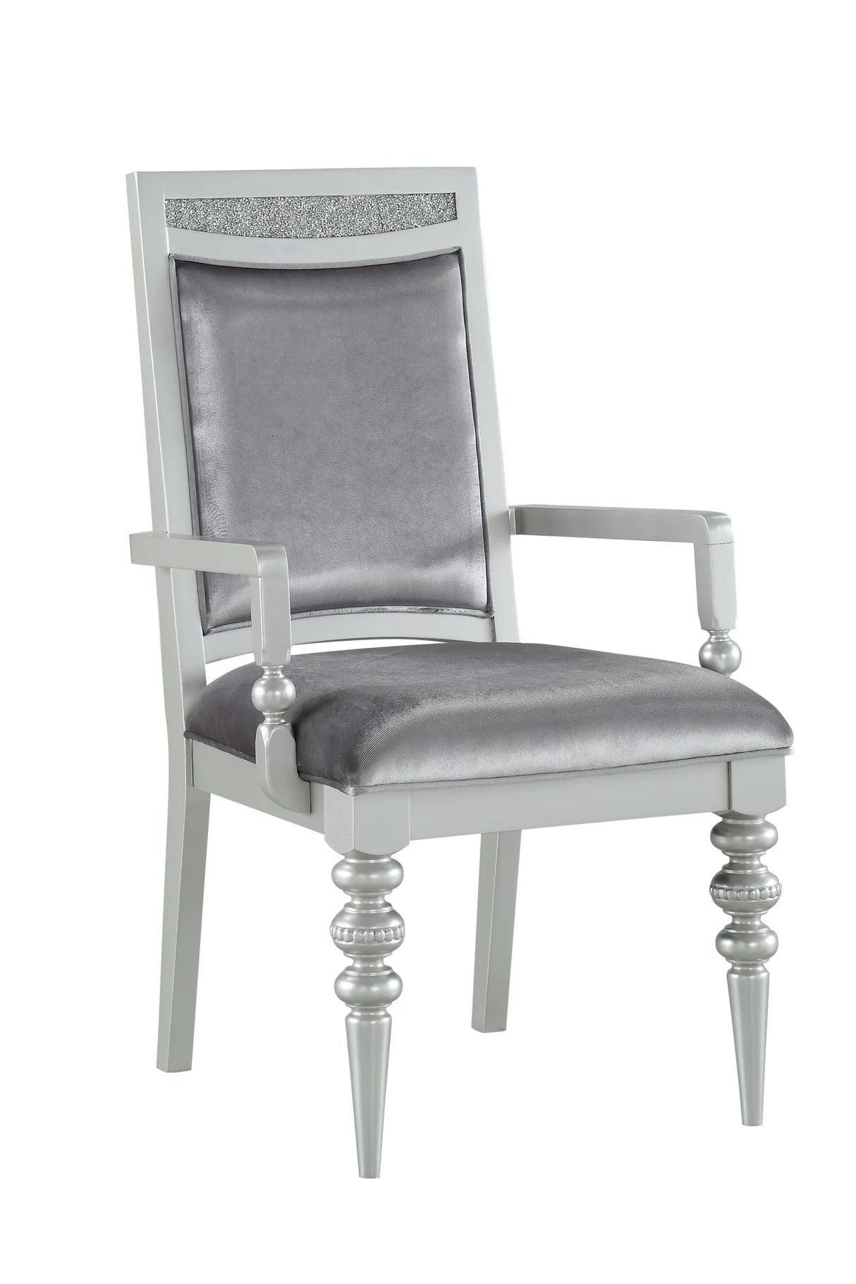 Set of 2 Maverick Fabric Platinum Finish Arm Chairs - Omega Lifestyles