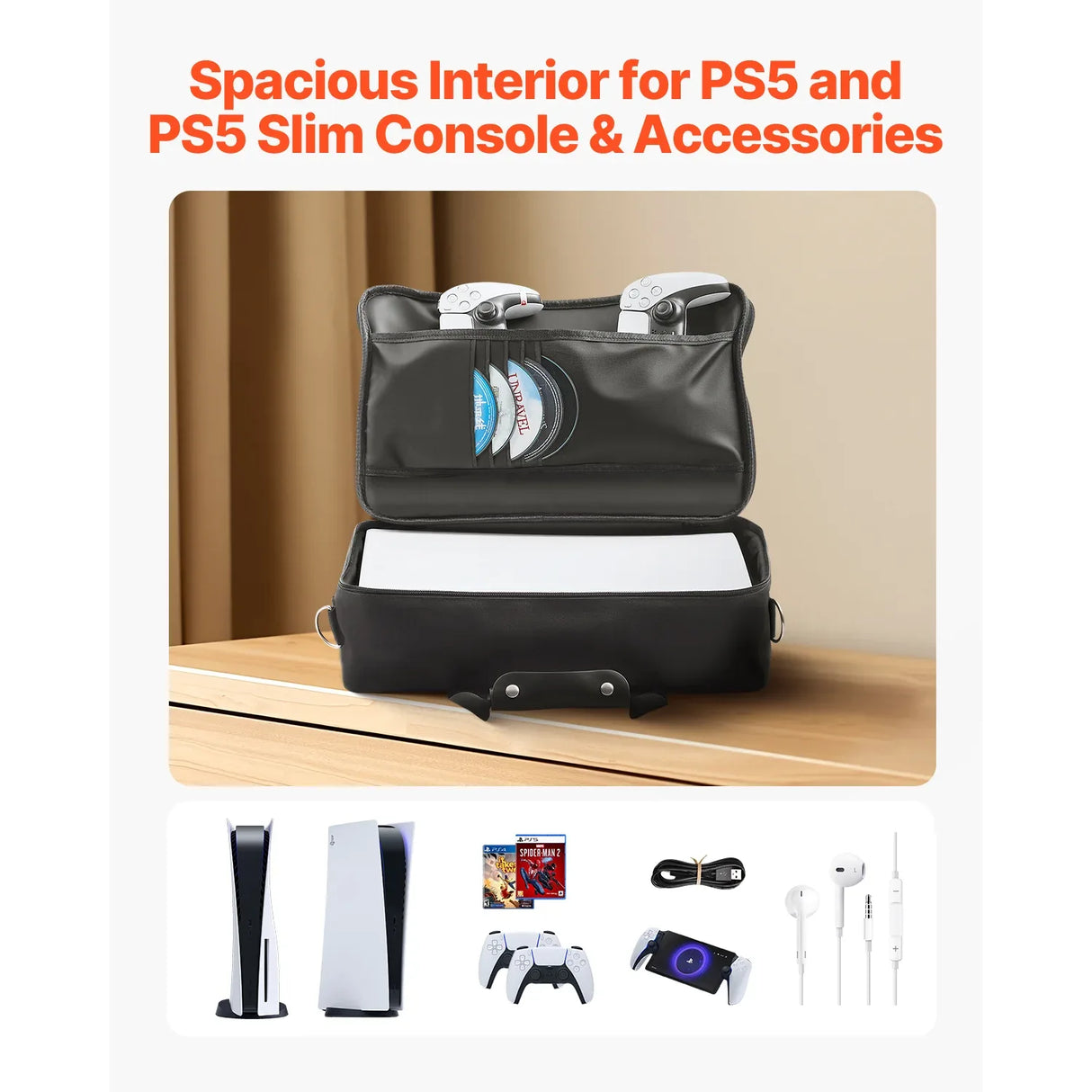 Waterproof Nylon PS5 Carrying Case Travel Bag - Omega Lifestyles