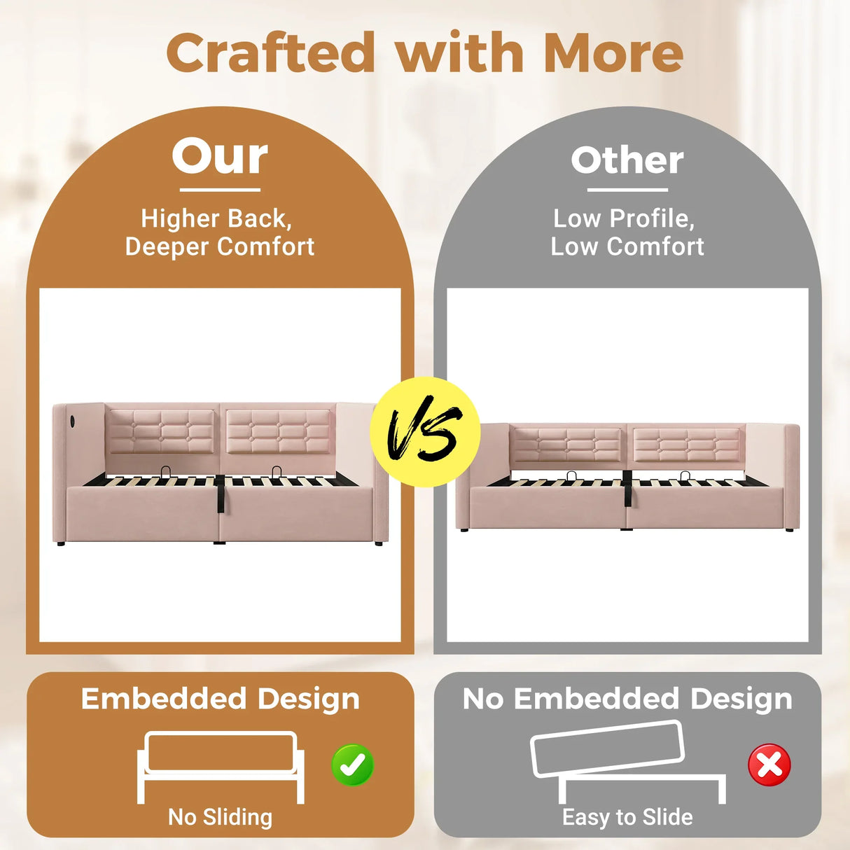 Twin Pink Velvet Upholstered Hydraulic Storage Bed Frame - Omega Lifestyles