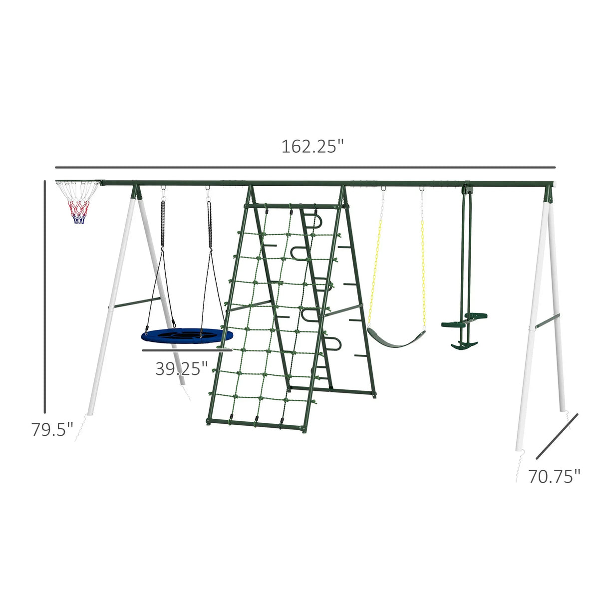 Heavy-Duty Steel Kids Outdoor Swing Set With Slide - Omega Lifestyles