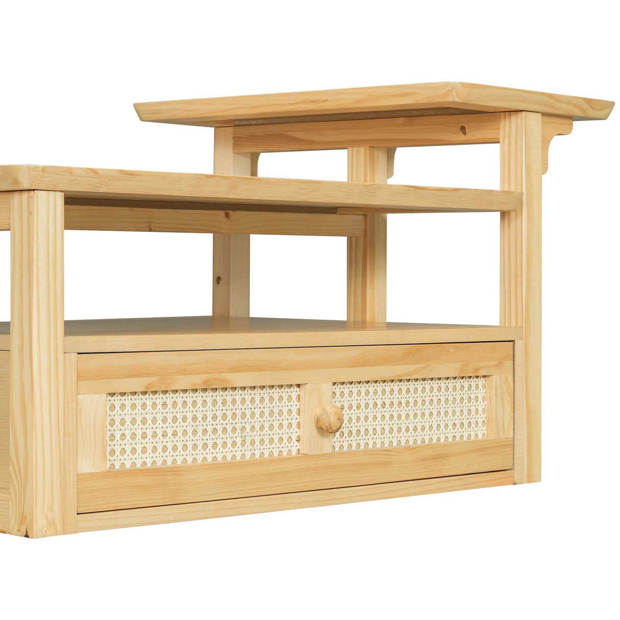 Modern Natural MDF Coffee Table With Rattan Drawer - Sleep Galleria