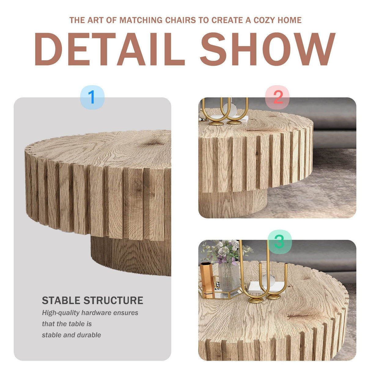 Modern Minimalist Round Wood MDF Coffee Table - Sleep Galleria