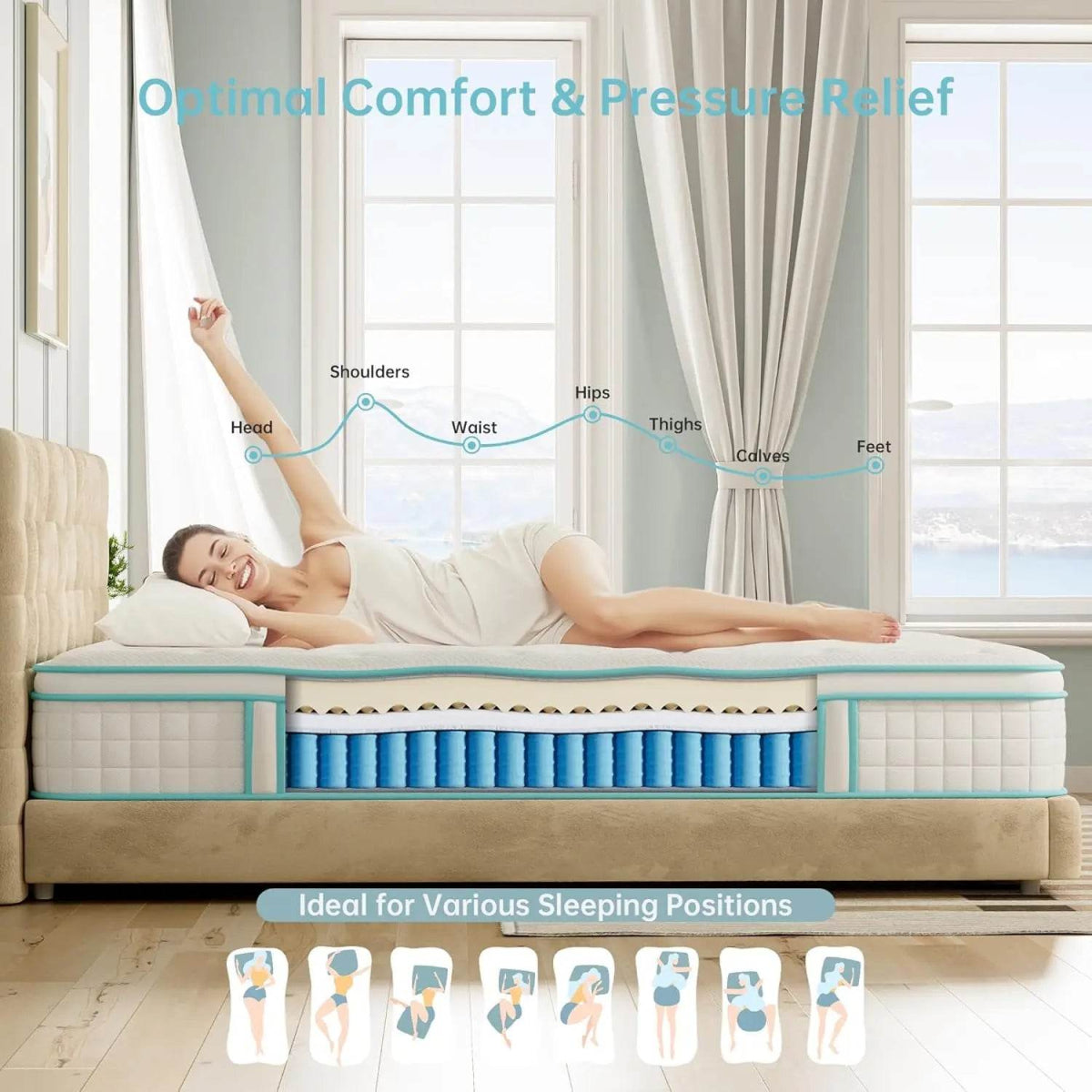 12-Inch Cooling Memory Foam Hybrid Mattress - Sleep Galleria