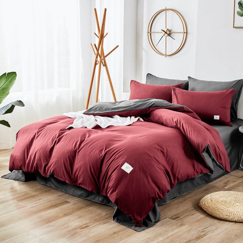 3-Piece Bean Paste Grey Bedding Set With Pillowcase - Sleep Galleria