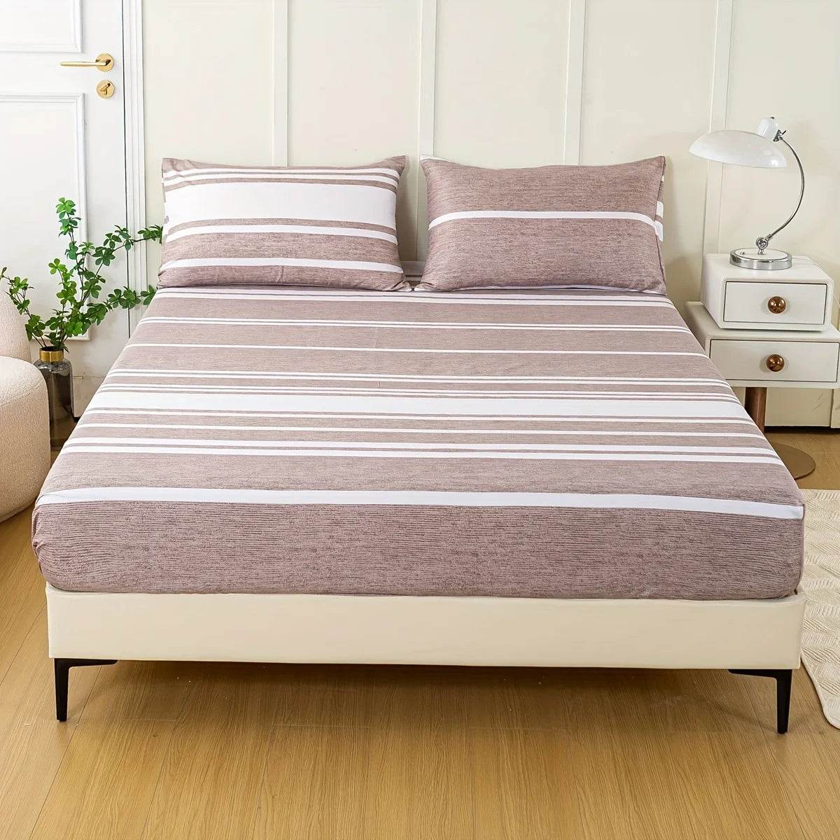 3-Piece Soft Breathable Striped Polyester Sheet Set - Sleep Galleria