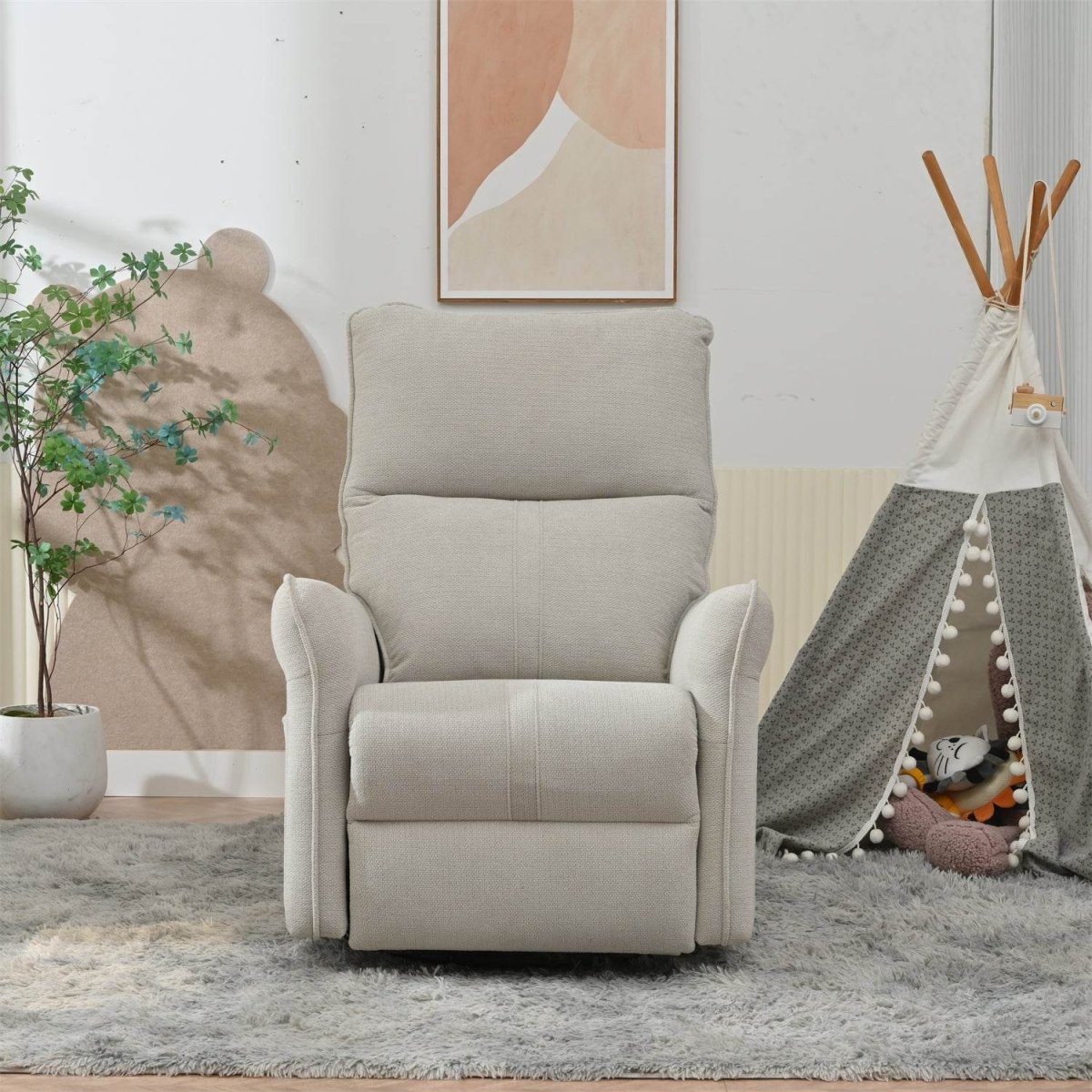 360 - Degree Swivel Medium - Soft Upholstered Recliner Chair - Calmora - Omega Lifestyles