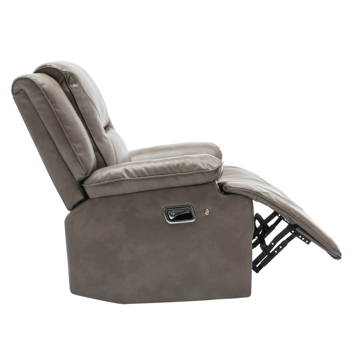 360° Swivel and Rocking Home Theater Recliner Manual Recliner Chair with a LED Light Strip for Living Room,Bedroom, Grey - Calmora - Omega Lifestyles
