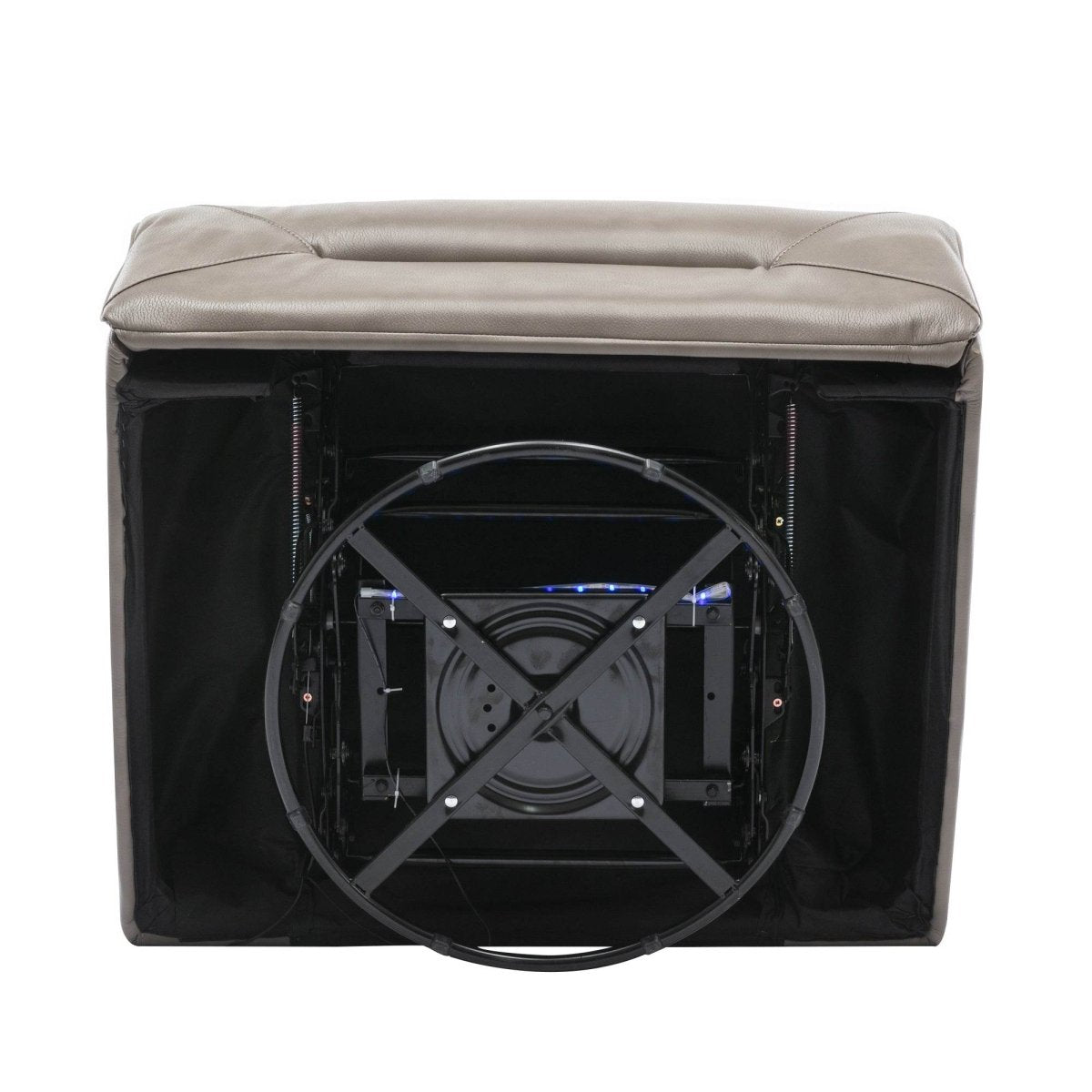 360° Swivel and Rocking Home Theater Recliner Manual Recliner Chair with a LED Light Strip for Living Room,Bedroom, Grey - Calmora - Omega Lifestyles