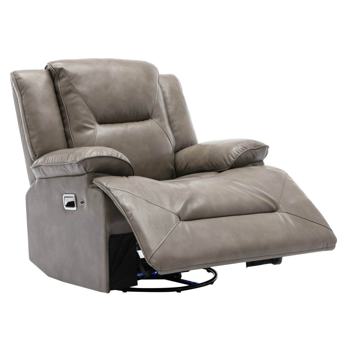 360° Swivel and Rocking Home Theater Recliner Manual Recliner Chair with a LED Light Strip for Living Room,Bedroom, Grey - Calmora - Omega Lifestyles
