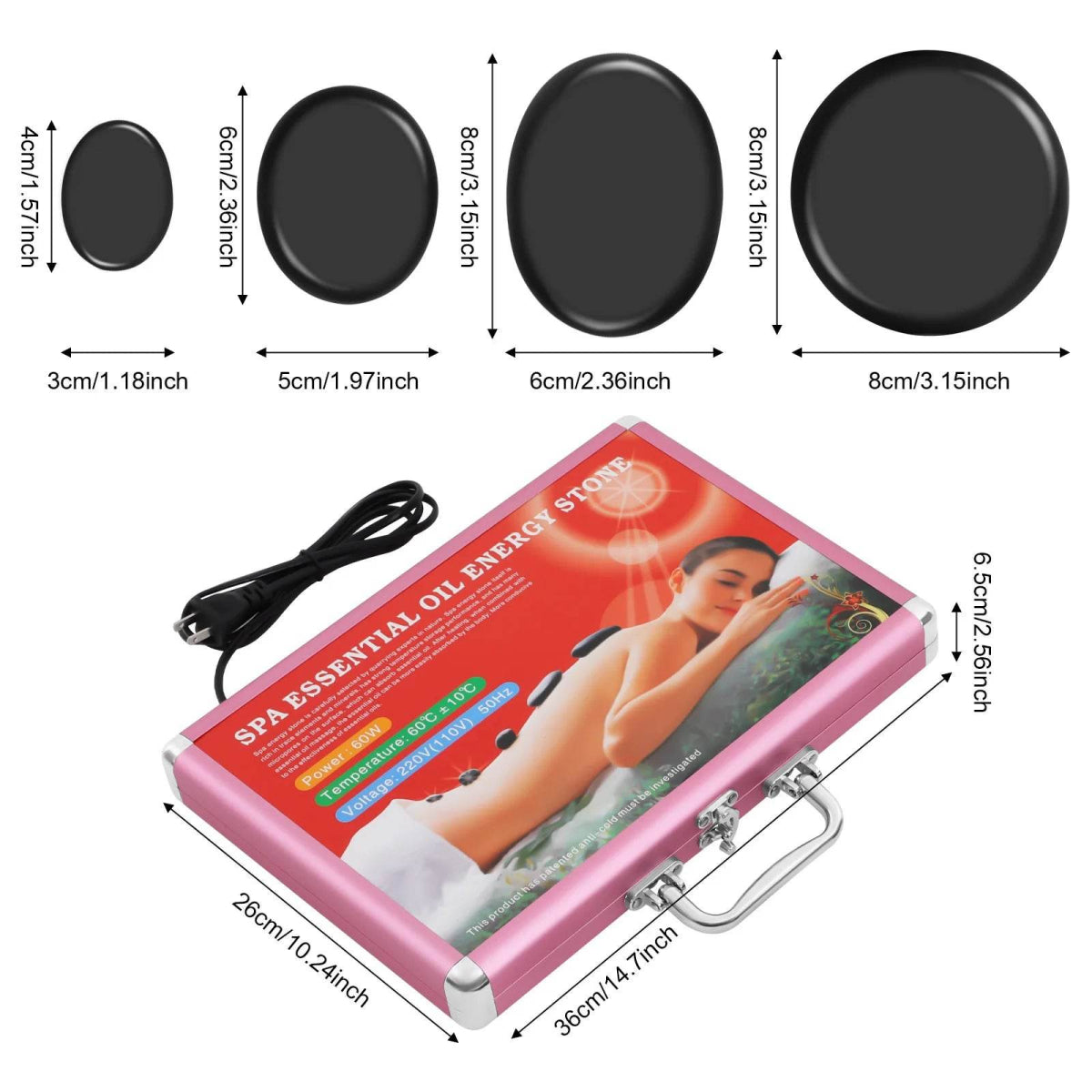 Basalt Massage Stones Heater Set – 12-Piece Therapy Kit - Sleep Galleria