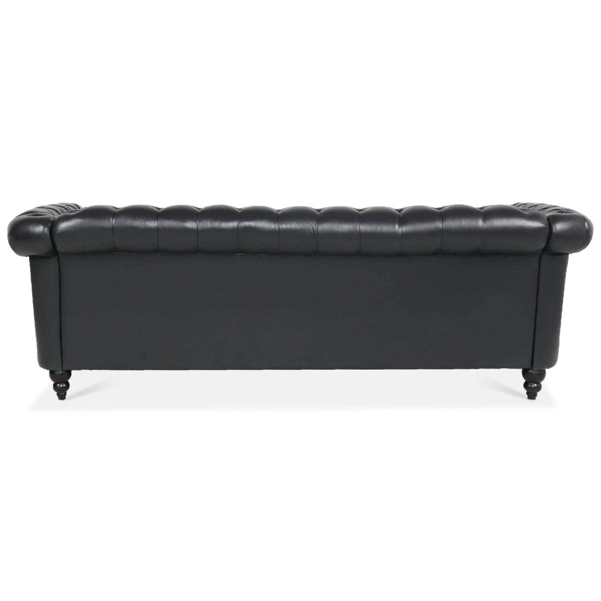Black PU Rolled Arm Chesterfield Sofa - Sleep Galleria