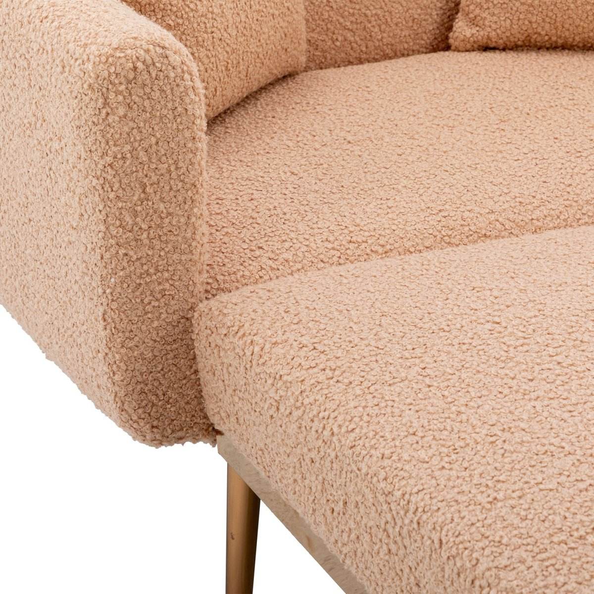 Camel Teddy Plush Foam Accent Chaise Lounge Chair - Sleep Galleria