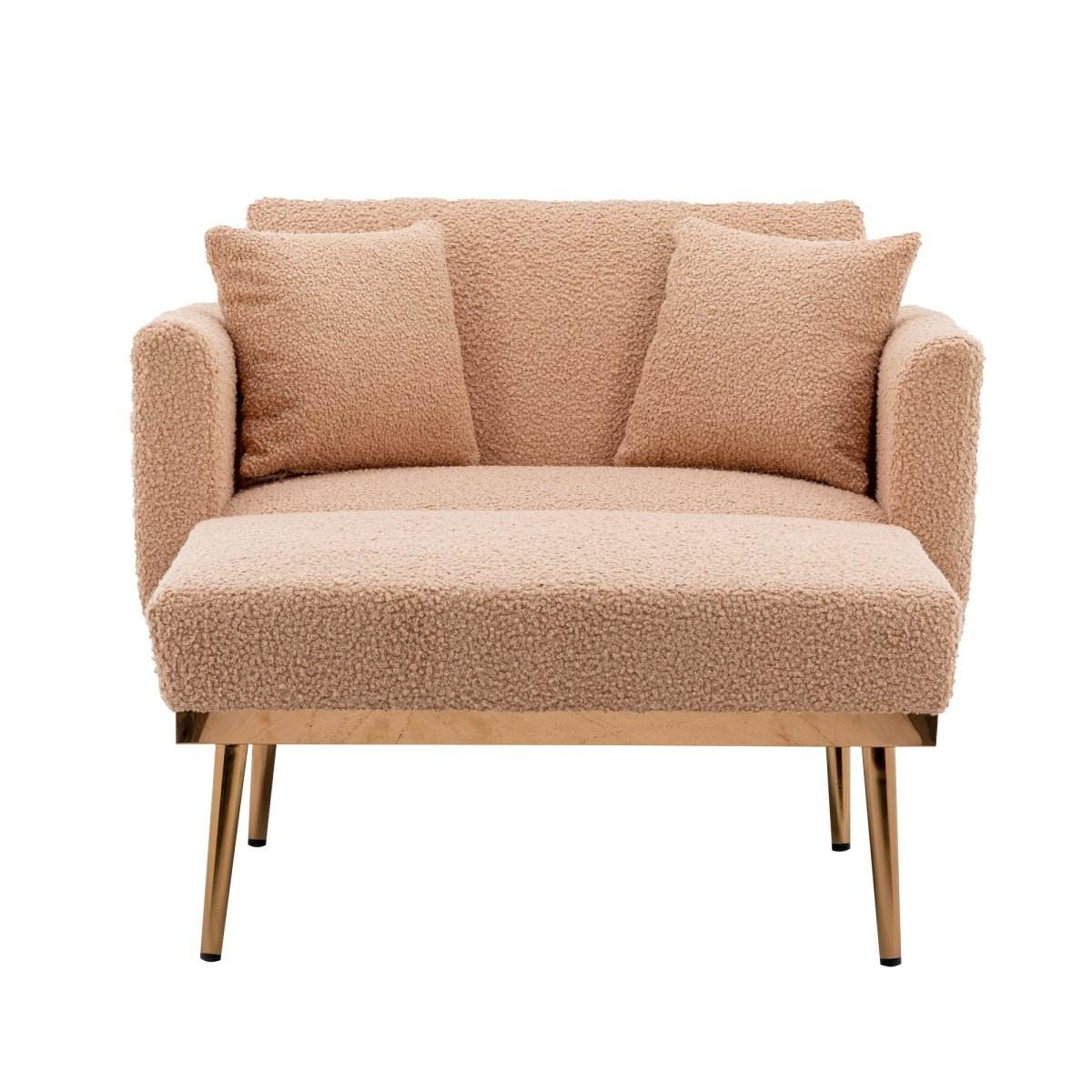 Camel Teddy Plush Foam Accent Chaise Lounge Chair - Sleep Galleria