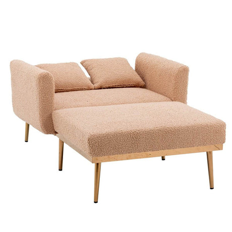 Camel Teddy Plush Foam Accent Chaise Lounge Chair - Sleep Galleria