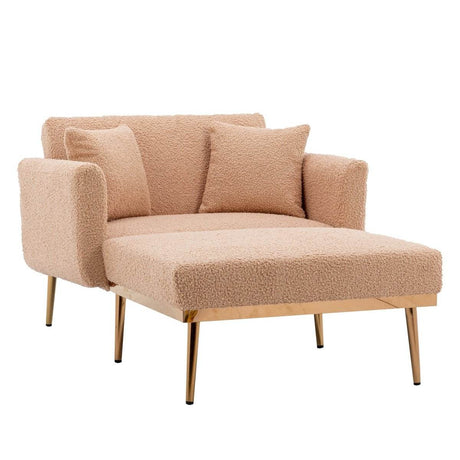 Camel Teddy Plush Foam Accent Chaise Lounge Chair - Sleep Galleria