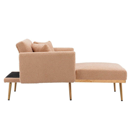 Camel Teddy Plush Foam Accent Chaise Lounge Chair - Sleep Galleria