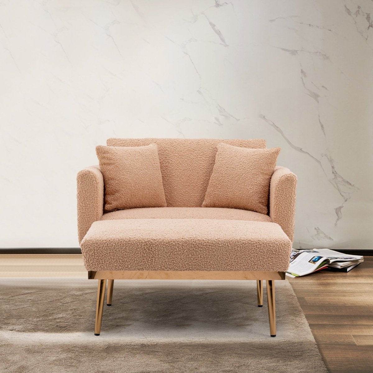 Camel Teddy Plush Foam Accent Chaise Lounge Chair - Sleep Galleria