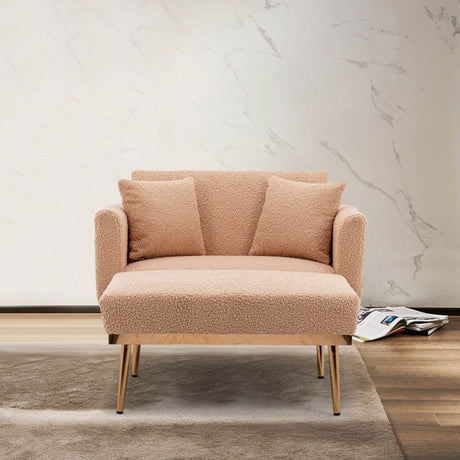 Camel Teddy Plush Foam Accent Chaise Lounge Chair - Sleep Galleria