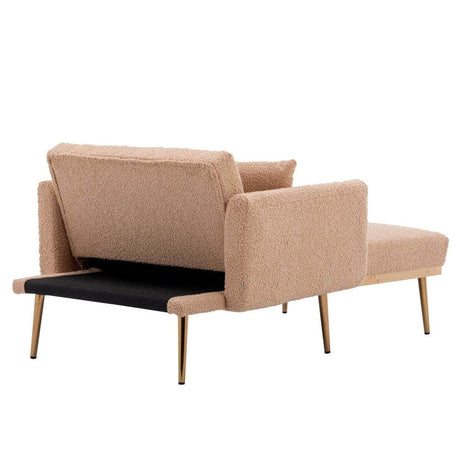 Camel Teddy Plush Foam Accent Chaise Lounge Chair - Sleep Galleria