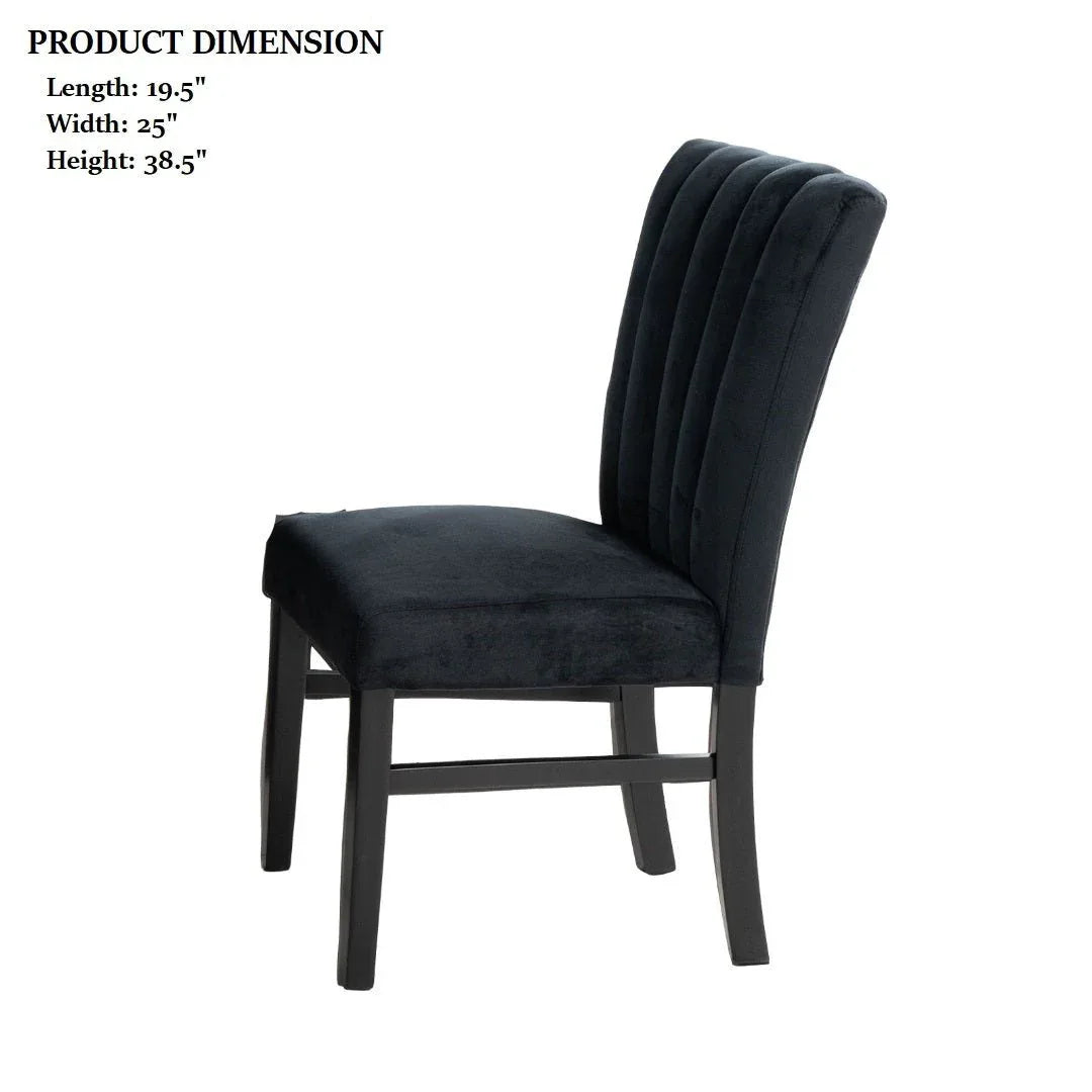 Contemporary Black Upholstered Channel Tufted Dining Chairs Set - Omega Lifestyles