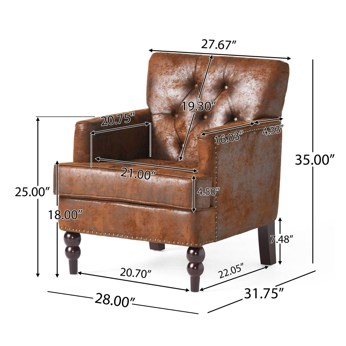 Contemporary Button-Tufted Microfiber Club Chair - Sleep Galleria