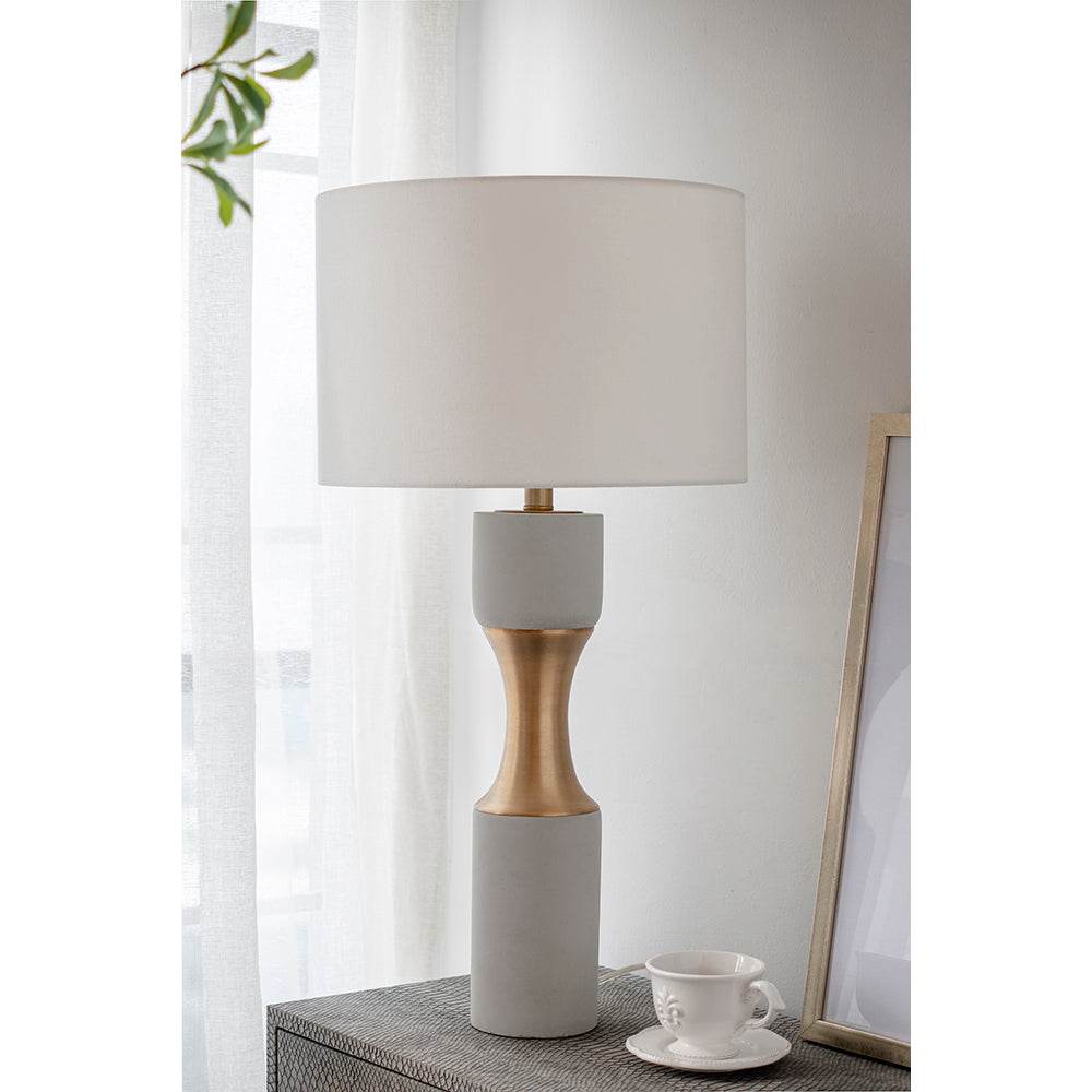 Contemporary Cement Table Lamp With Brass Finish - Sleep Galleria
