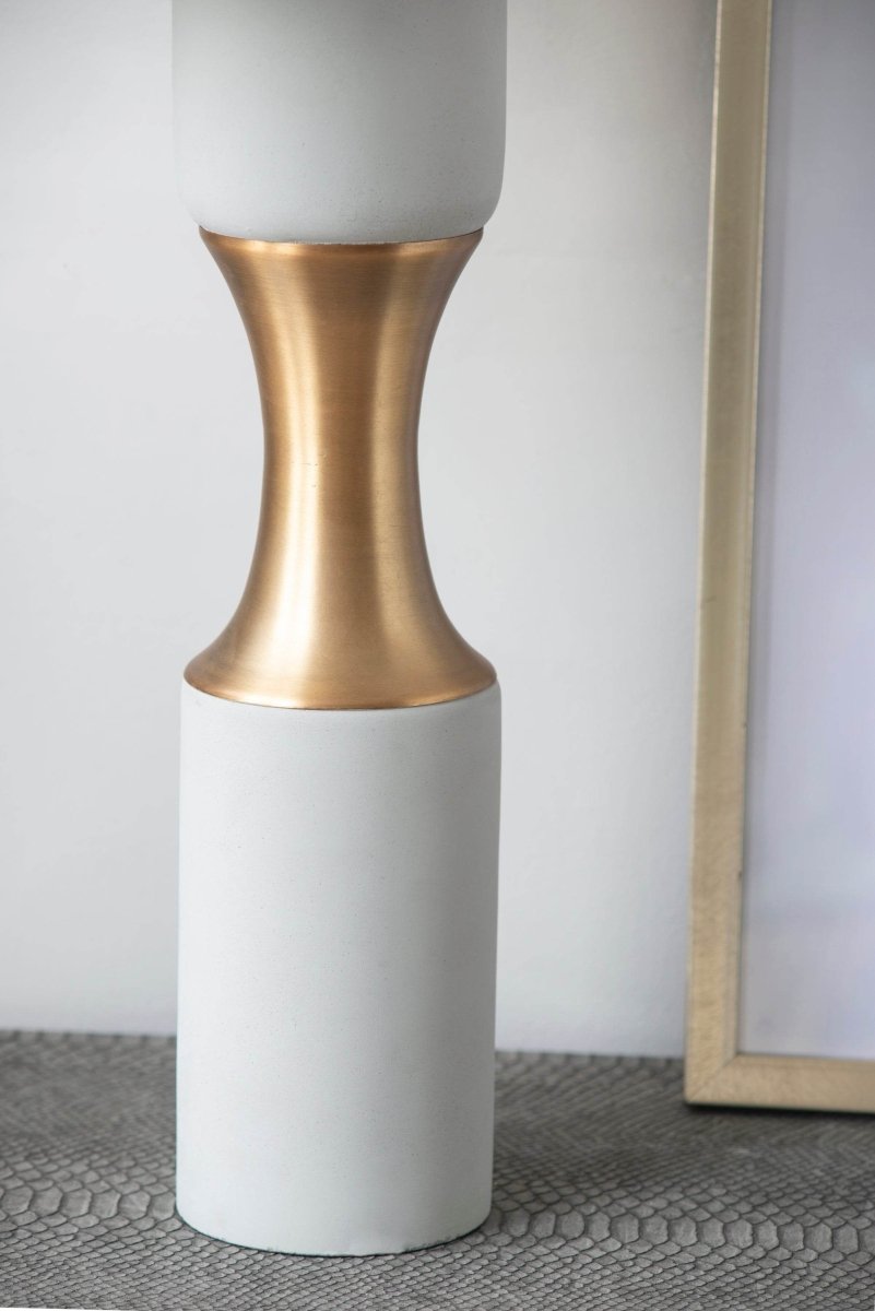 Contemporary Cement Table Lamp With Brass Finish - Sleep Galleria