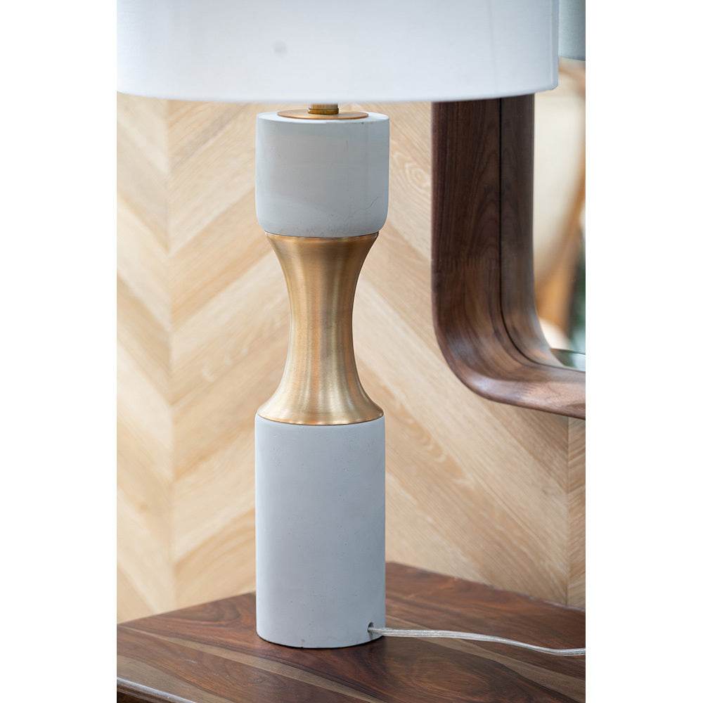 Contemporary Cement Table Lamp With Brass Finish - Sleep Galleria