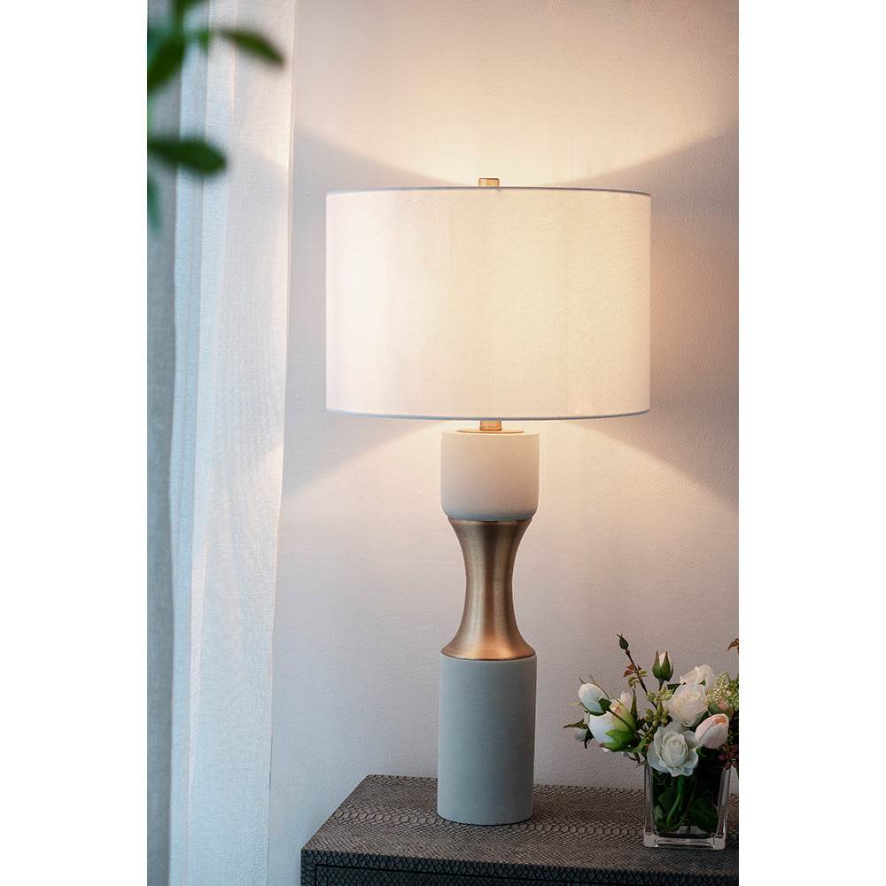 Contemporary Cement Table Lamp With Brass Finish - Sleep Galleria