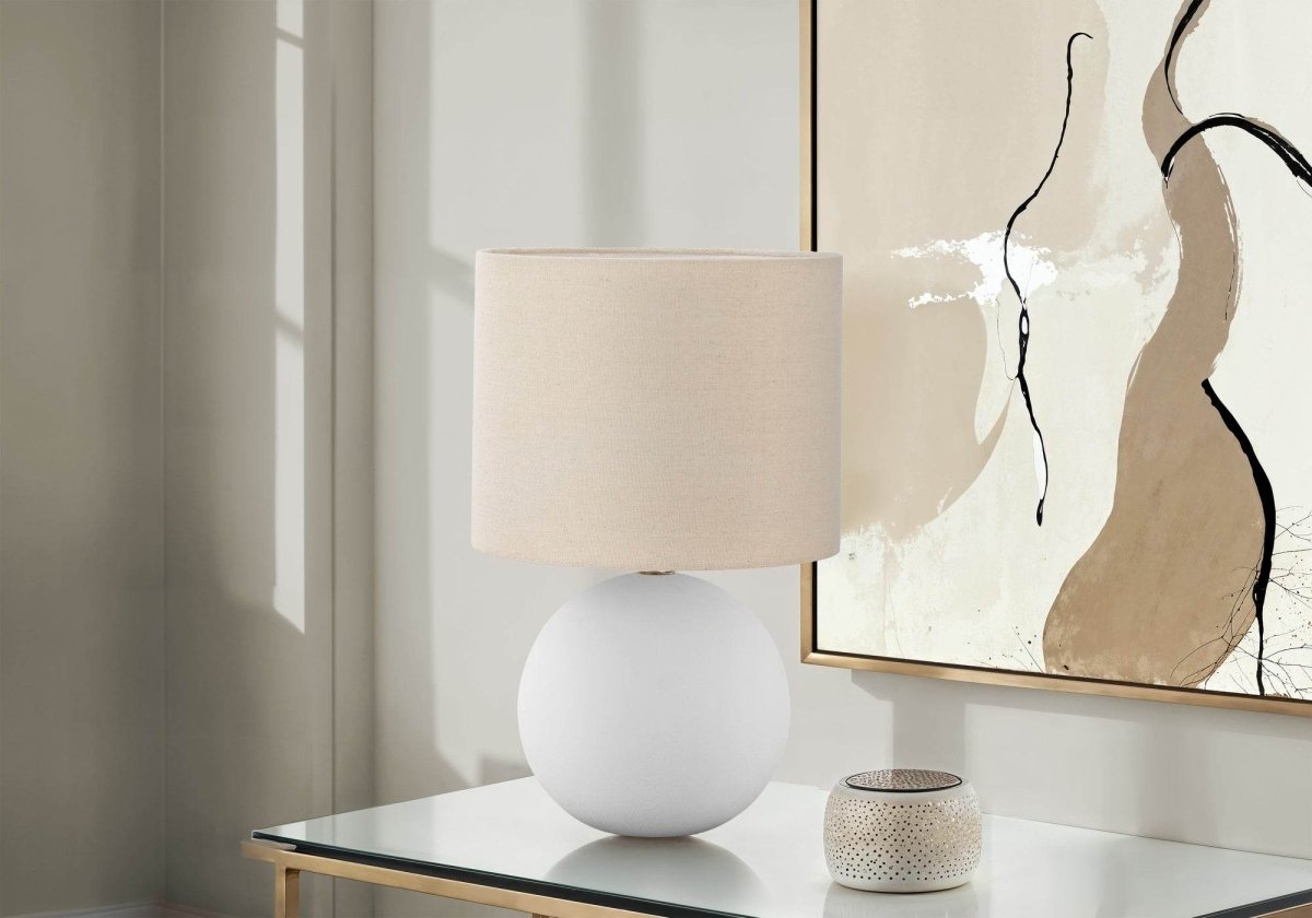 Contemporary Cream Ceramic Globe Table Lamp 16 Inch - Sleep Galleria