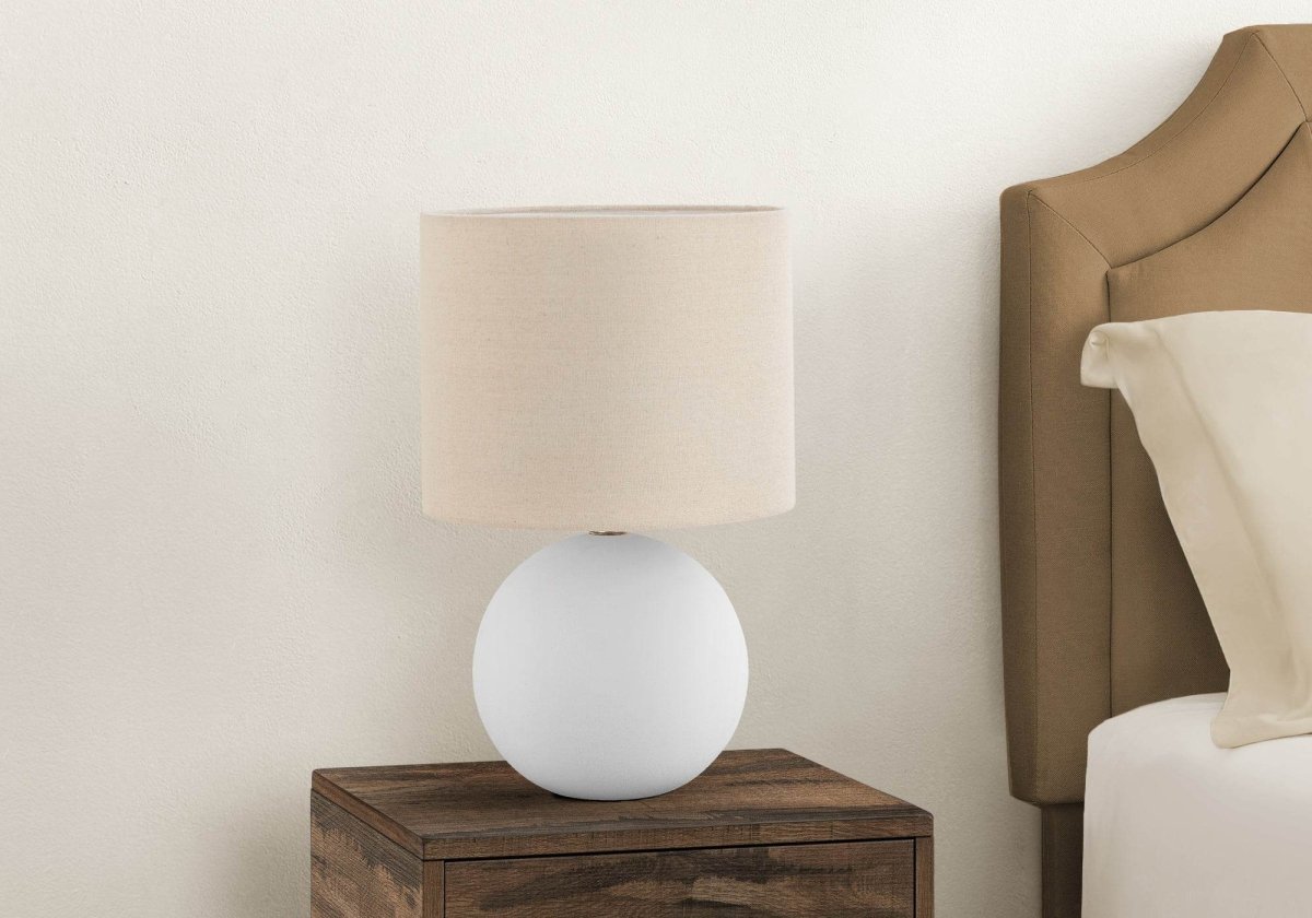 Contemporary Cream Ceramic Globe Table Lamp 16 Inch - Sleep Galleria