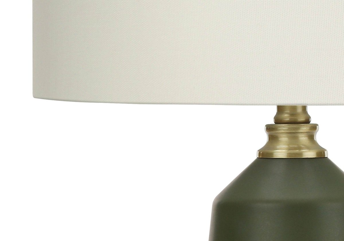 Contemporary Green Ceramic Table Lamp With Ivory Shade - Sleep Galleria