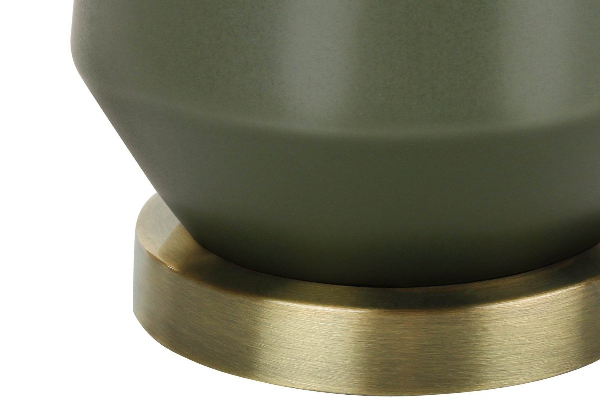 Contemporary Green Ceramic Table Lamp With Ivory Shade - Sleep Galleria