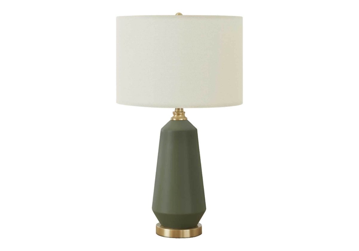 Contemporary Green Ceramic Table Lamp With Ivory Shade - Sleep Galleria