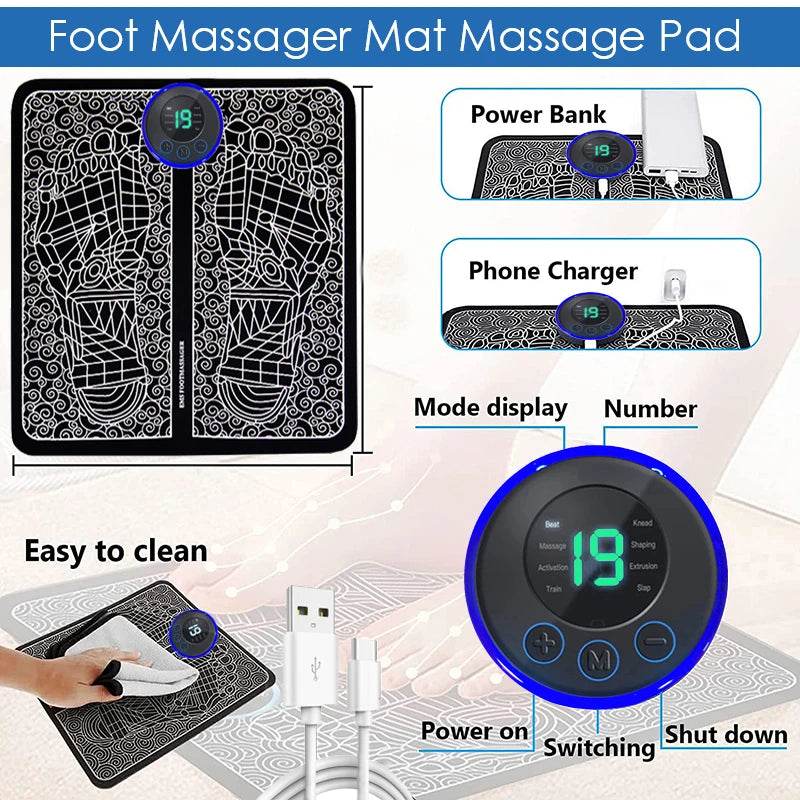 Electric Foot Massage Pad With Adjustable Intensities - Sleep Galleria