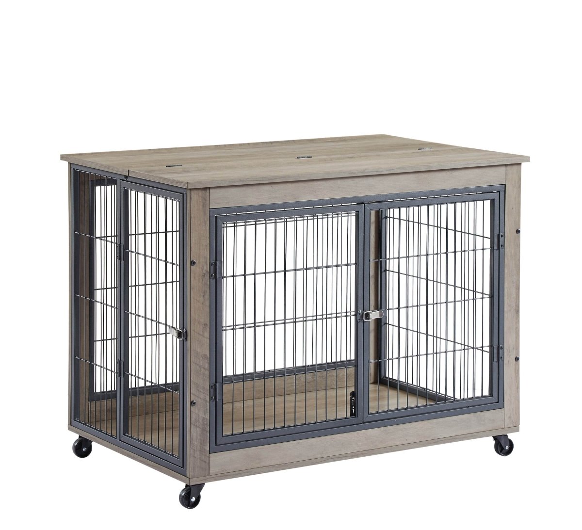Furniture Style Dog Crate With Rolling Casters And Double Doors - Sleep Galleria