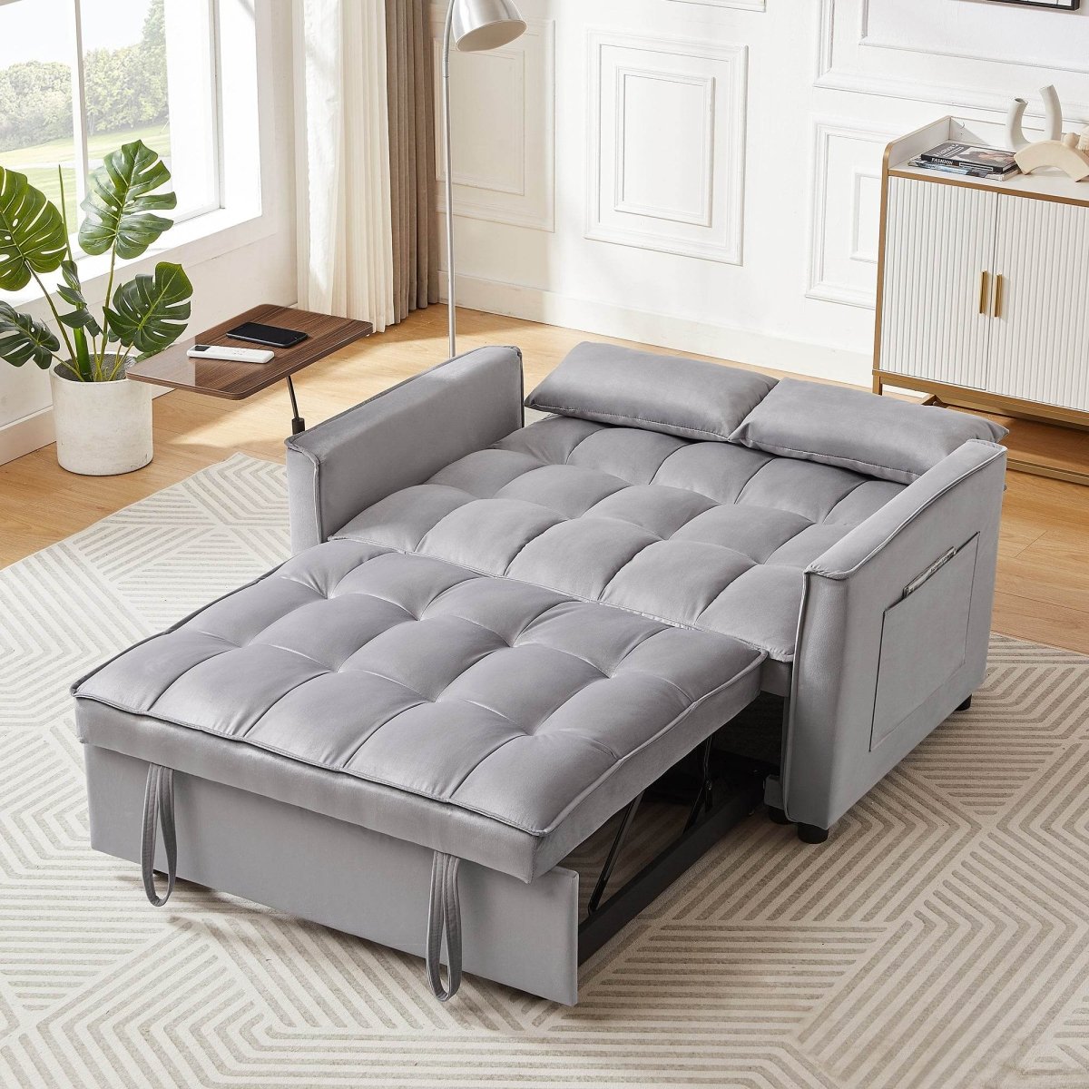 Grey Velvet Convertible Sofa Bed - Sleep Galleria