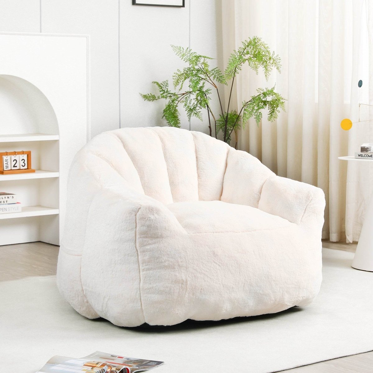 High-Density Foam Faux Fur Beanbag Chair - Omega Lifestyles