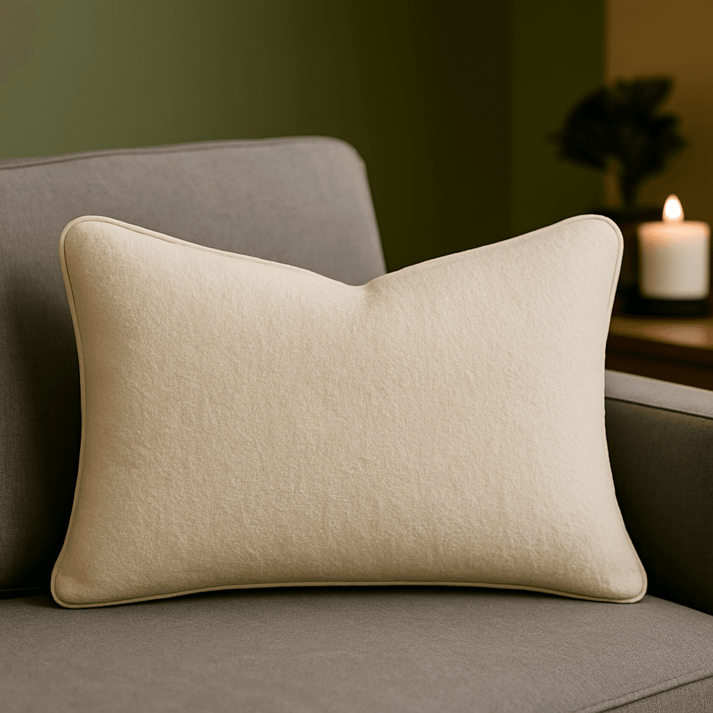 Ivory Textured Polyester Throw Pillow - Calmora - Omega Lifestyles