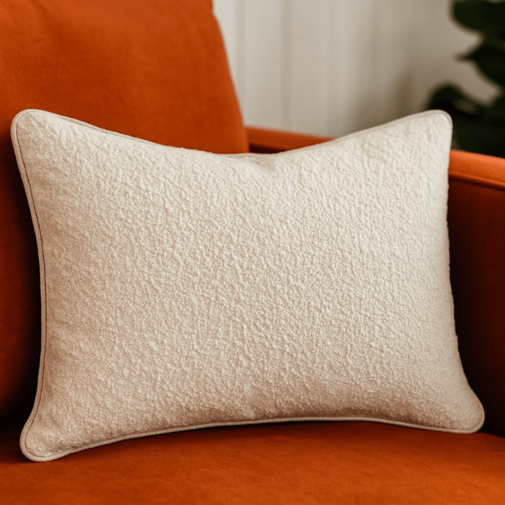 Ivory Textured Polyester Throw Pillow - Calmora - Omega Lifestyles