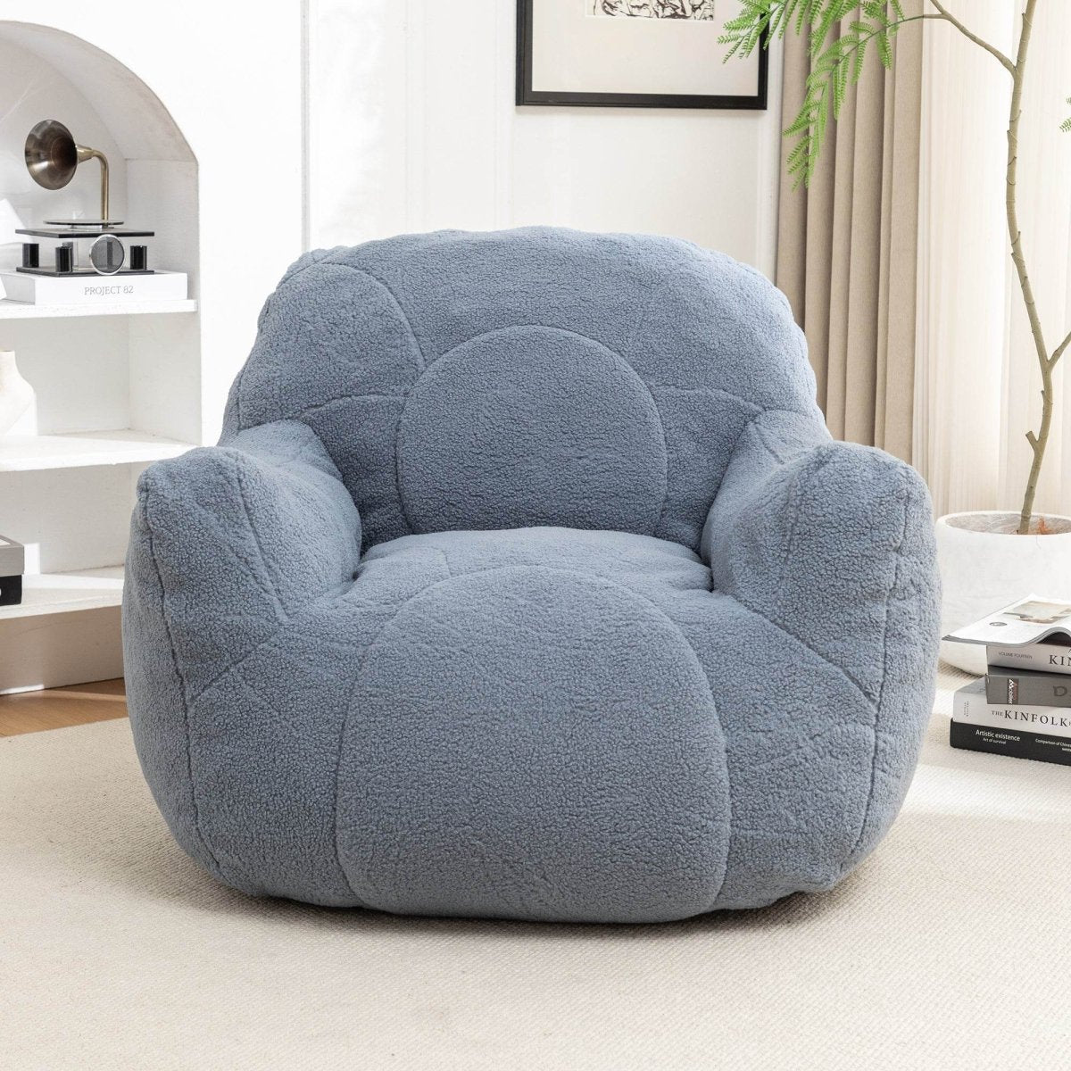 Light Blue Teddy Foam Bean Bag Chair - Sleep Galleria