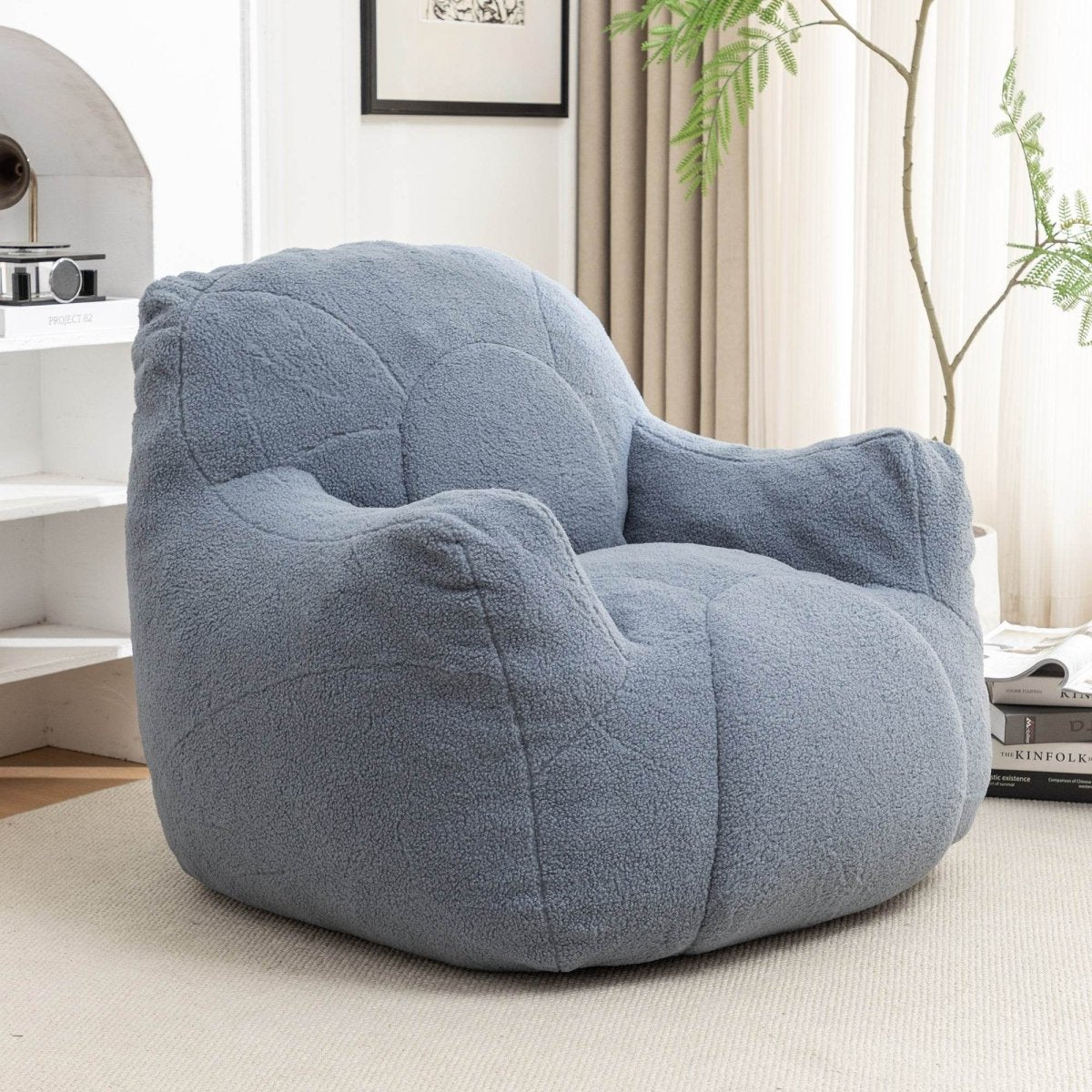 Light Blue Teddy Foam Bean Bag Chair - Sleep Galleria