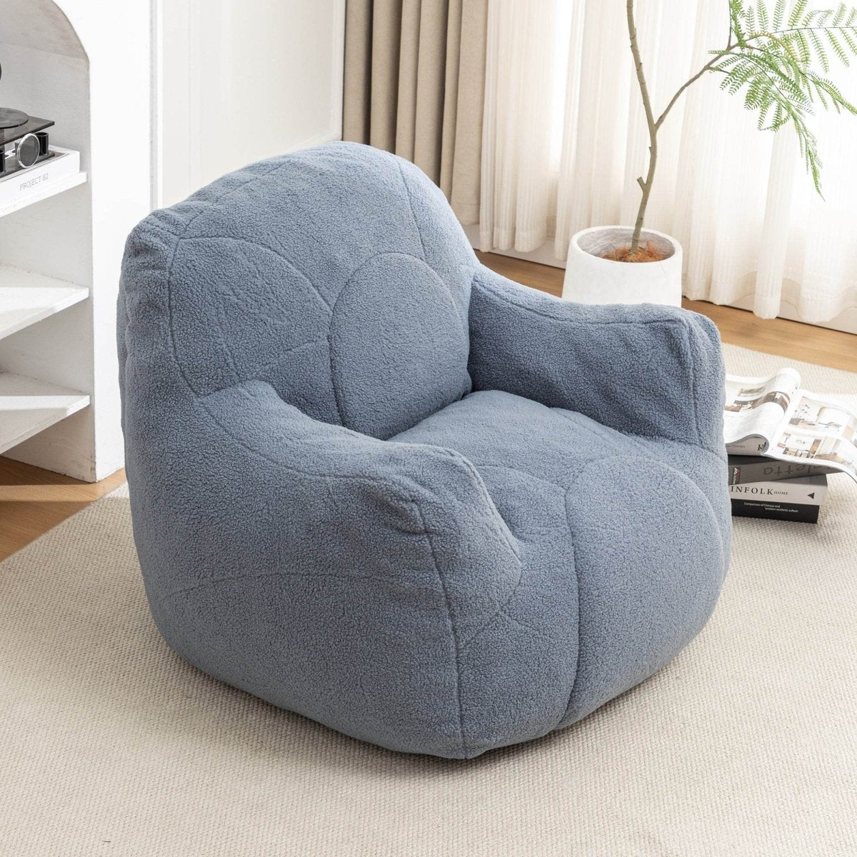 Light Blue Teddy Foam Bean Bag Chair - Sleep Galleria
