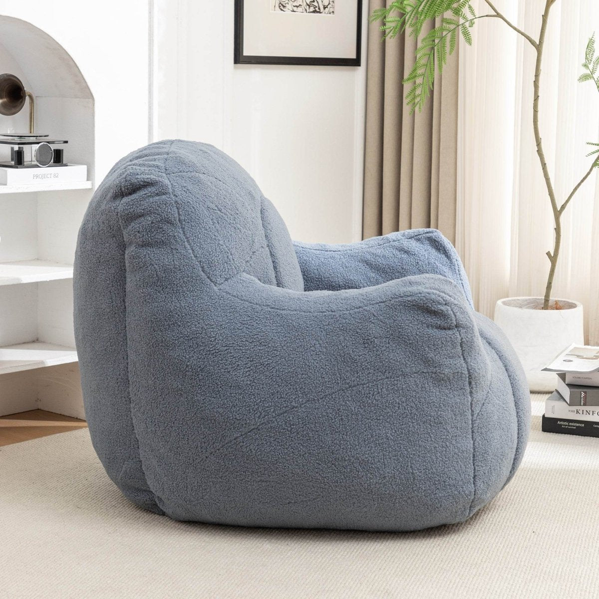 Light Blue Teddy Foam Bean Bag Chair - Sleep Galleria