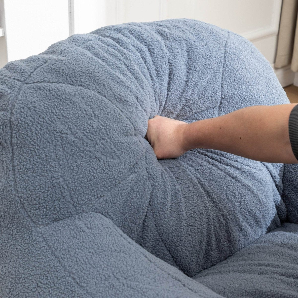 Light Blue Teddy Foam Bean Bag Chair - Sleep Galleria
