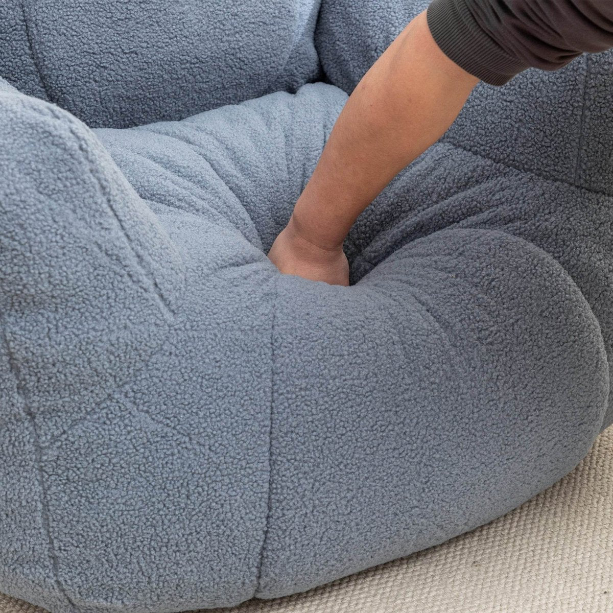 Light Blue Teddy Foam Bean Bag Chair - Sleep Galleria