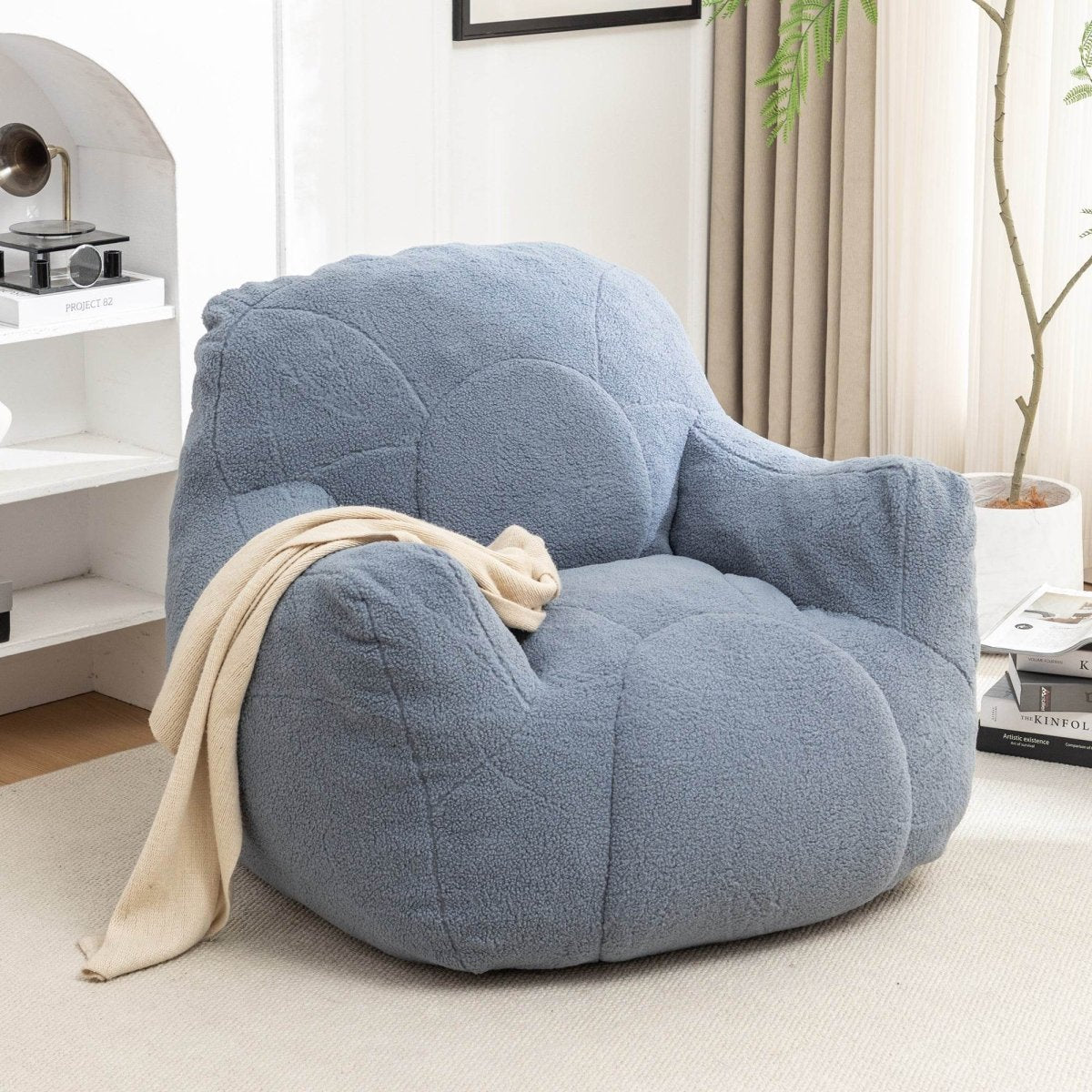 Light Blue Teddy Foam Bean Bag Chair - Sleep Galleria