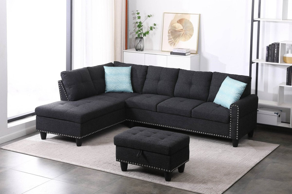 Linen Blend Foam-Filled Sectional Sofa - Sleep Galleria