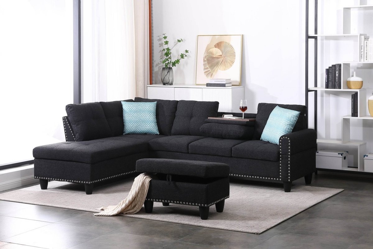 Linen Blend Foam-Filled Sectional Sofa - Sleep Galleria